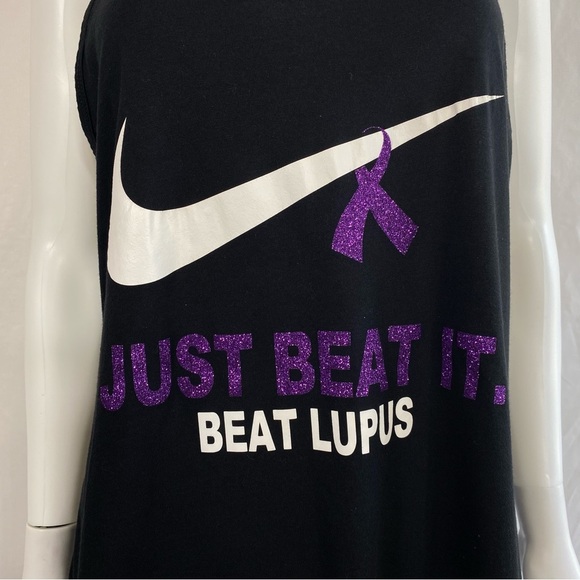Just Beat Lupus Racer Back Black Purple Ribbon Tank - Picture 2 of 7